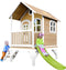 AXI Tom Speelhuis in Bruin/Wit - Met Verdieping en Limoen Groene Glijbaan - Speelhuisje voor de tuin / buiten - FSC hout - Speeltoestel voor kinderen