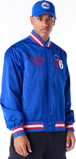 New Era - Philadelphia 76ers - NBA Satin Blue Bomber Jacket