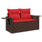 Tuinbank 2-zits met kussens poly rattan bruin