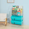 SoBuy KMB07-B - Kinderboekenkast / opbergrek - 3 opbergvakken en 4 opbergboxen - Blauw / Wit