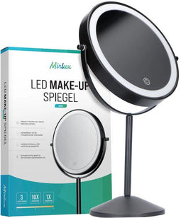 Mirlux Make Up Spiegel - LED Verlichting - 10x Vergroting - Draadloos - Zwart