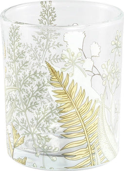 PTMD Linna Clear glazen theelicht natuur print rond S