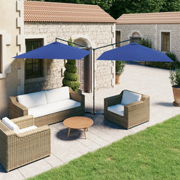 vidaXL - Parasol - dubbel - met - stalen - paal - 600x300 - cm - azuurblauw