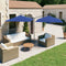 vidaXL - Parasol - dubbel - met - stalen - paal - 600x300 - cm - azuurblauw