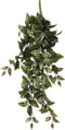 Mica Decorations Tradescantia - Kunst Hangplant - H54 cm met groen-wit patroon en bordeaux rode accenten - Groen