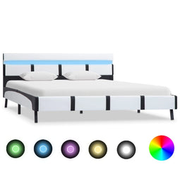 Bedframe met LED kunstleer wit 160x200 cm