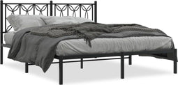 vidaXL - Bedframe - met - hoofdbord - metaal - zwart - 160x200 - cm