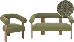 ILBRO - Bankenset - Groen/Donkerbruin - Bouclé