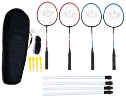 Angel Sports Luxe Bamintonset 4 spelers met 2 shuttles met netpost
