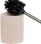 Wc/toiletborstel 40 cm met keramieken houder roze - Toilet/badkameraccessoires wc-borstel