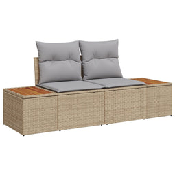 vidaXL - 2-Zits - Tuinbank - met - Opbergruimte - & - Kussens - Beige - Poly - Rattan