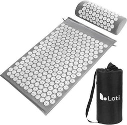 Loti Spijkermat - Acupressuurmat met Spijkerkussen - Grijs/Wit
