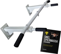 Zoluko Professionele Pull Up Bar - Wandmontage - 150kg Draagkracht - E-book - Wit