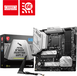 MSI MAG B760M Mortar WiFi II - Micro-ATX Moederbord - 12+1+1 Duet Rail Voedingssysteem - DDR5 Geheugen (256GB max)