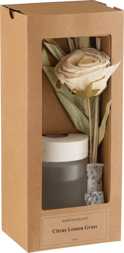 J-Line geurolie + bloem - glas - geel