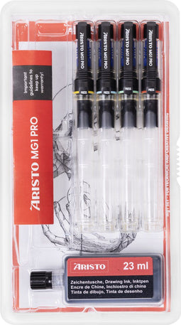 Aristo tekenpen - PRO College - set 5-delig - lijnbreedte 0.25/0.35/0.50/0.70mm - fles 23ml inkt - AR-64400