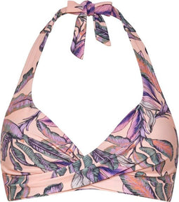 Beachlife Tropical Blush - Halter bikinitop met beugel - Uitneembare padding - Roze/Bloemenprint