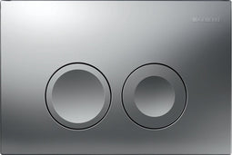 Geberit Delta25 bedieningsplaat, 2-toets spoeling frontbediening voor toilet 24.6x16.4cm Mat Chroom