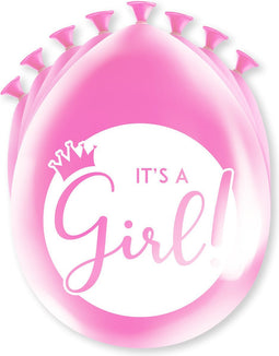 Geboorte ballonnen | It's a girl | 8 stuks