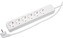 Gebro 106146 Stekkerdoos 6-voudig Wit Randaarde stekker 1 stuk(s)