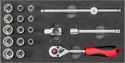 Gedore Red Dopsleutelset 3/8 Inch 1/3 Ct-module Zilver 7-delig