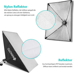 GEEKOTO - Softbox Set - Studioverlichting - Verstelbare Kop - Energiezuinig