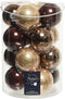 Kerstballen glas d8 cm bruin 16st kerst