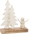 J-Line decoratie Sneeuwman Boom - hout - naturel/wit