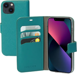Mobiparts iPhone 13 - Wallet Case - Saffiano motief - Turquoise