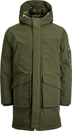 JACK&JONES JORTERRAZZO - Heren Parka - Met capuchon en klepzakken - Donkergroen - Maat S