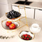 Serveerplateau met 3 keramische schalen, goudkleurig, 18/21/26 cm