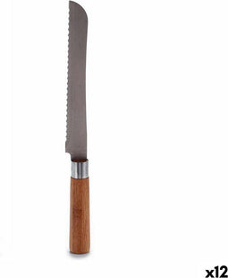 Gekarteld mes 2,8 x 2,5 x 32 cm Roestvrij staal Bamboe (12 Stuks)