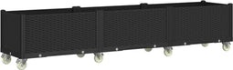 vidaXL - Plantenbak - met - wielen - 240x50x54 - cm - polypropeen - zwart