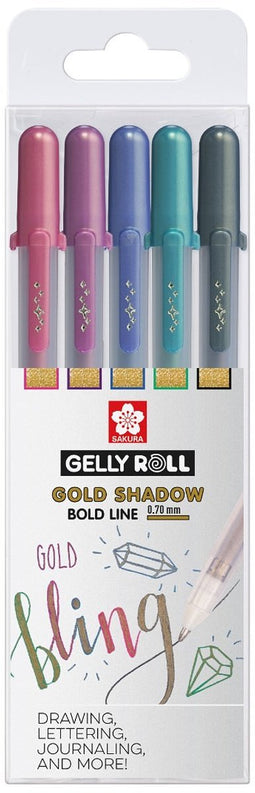 Gelly Roll gelpen gold shadow set 5 kleuren
