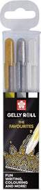 Gelpen sakura gelly roll 3 kleuren goud-zilver-wit | 6 stuks