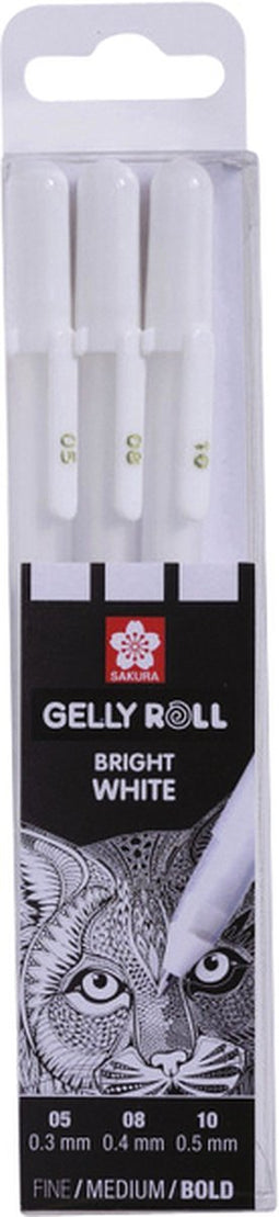Gelpen sakura gelly roll zuiver wit set 3 maten | 6 stuks