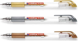 Gelrollers edding 2185 set van 3 - goud, zilver, brons