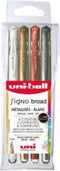 Gelschrijver Uni-ball Signo Broad metallic etui à 4 kleuren
