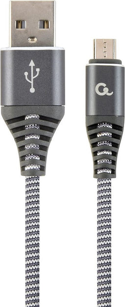 Gembird CC-USB2B-AMMBM-1M-WB2 USB-kabel USB 2.0 Micro-USB B USB A Grijs, Wit
