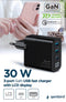 Gembird GaN 2xUSB QC3.0 18W Type-C 30W LCD czarny