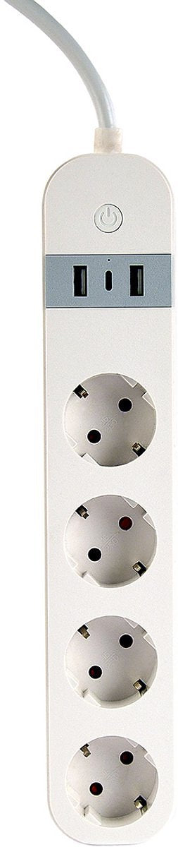 Gembird TSL-PS-S4U-01-W Stekkerdoos Wit Randaarde stekker 1 stuk(s)