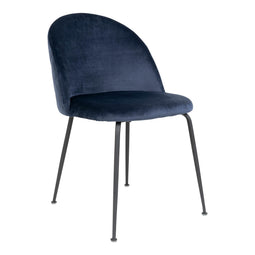 Geneve Dining Chair - Chair Blue In Velvet With Black Legs - Set Of 2
