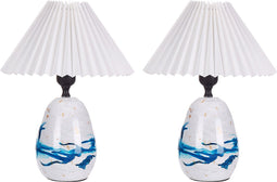 GENFEL - Set van 2 tafellampen - Wit/Blauw - Keramiek