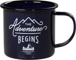 Gentlemens Hardeware mok donker blauw emaille met tekst Adventures Begins