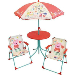 FUN HOUSE Peppa Pig Tuinmeubelen - 1 tafel H.46xø46cm, 2 stoelen H.53xB.38.5xD.37,5 cm en 1 paras...