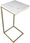 Bijzettafel Read - 32x32x65 cm - Wit/goud - Wit marmer/ijzer