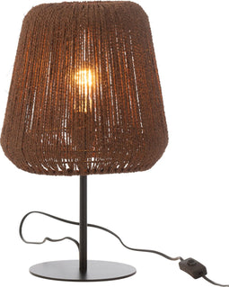 J-Line tafellamp Vlecht - metaal/palm - zwart