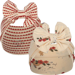 Konges slojd Bambi Basic strik / haarband GOTS - Set van 2 - Bunny Tokki / Heart - Maat 18 maand - 3 jaar