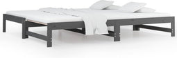 vidaXL - Slaapbank - uitschuifbaar - 2x(80x200) - cm - massief - grenenhout - grijs