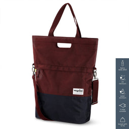Gerecyclede shopper fietstas Urban Proof 20 liter - bordeaux rood/grijs